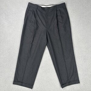 Pronto Uomo Wool Cashmere Dress Pants Men 38x27 Black Hemmed Pleated Cuffed